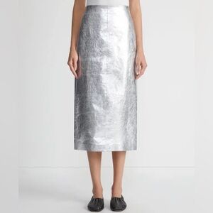 Lafayette 148 Metallic Crinkle Leather Pencil Skirt in Size 0